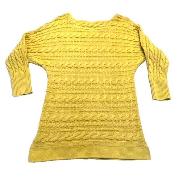 Banana Republic Women's Cable Knit Sweater; Mustard; Medium - Picture 2 of 3